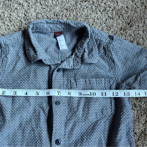 Tea Kids Button Up Shirt Gray Dots Large 8 - Picture 4 of 5